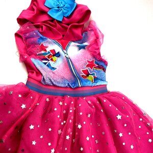 Girls Dress Hooded Size 4/5 JoJo Siwa Pink Children Kids Stars Ruffle